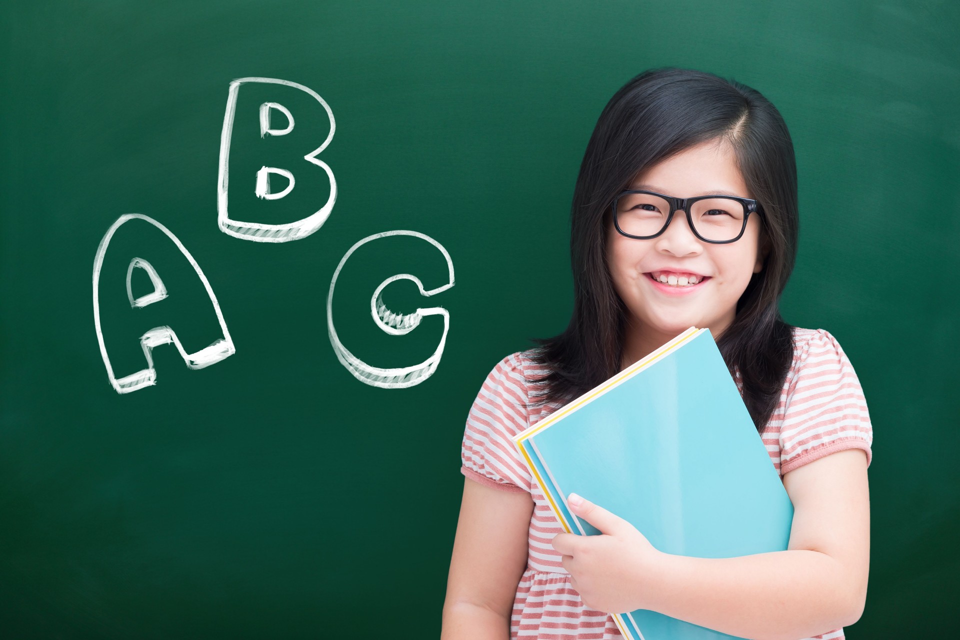 girl take book with abc